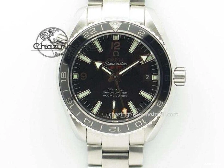 1225 SoftTouch Planet Ocean GMT 45mm DLC Red JHF Best Edition Black Dial On Rubber Strap A 8200